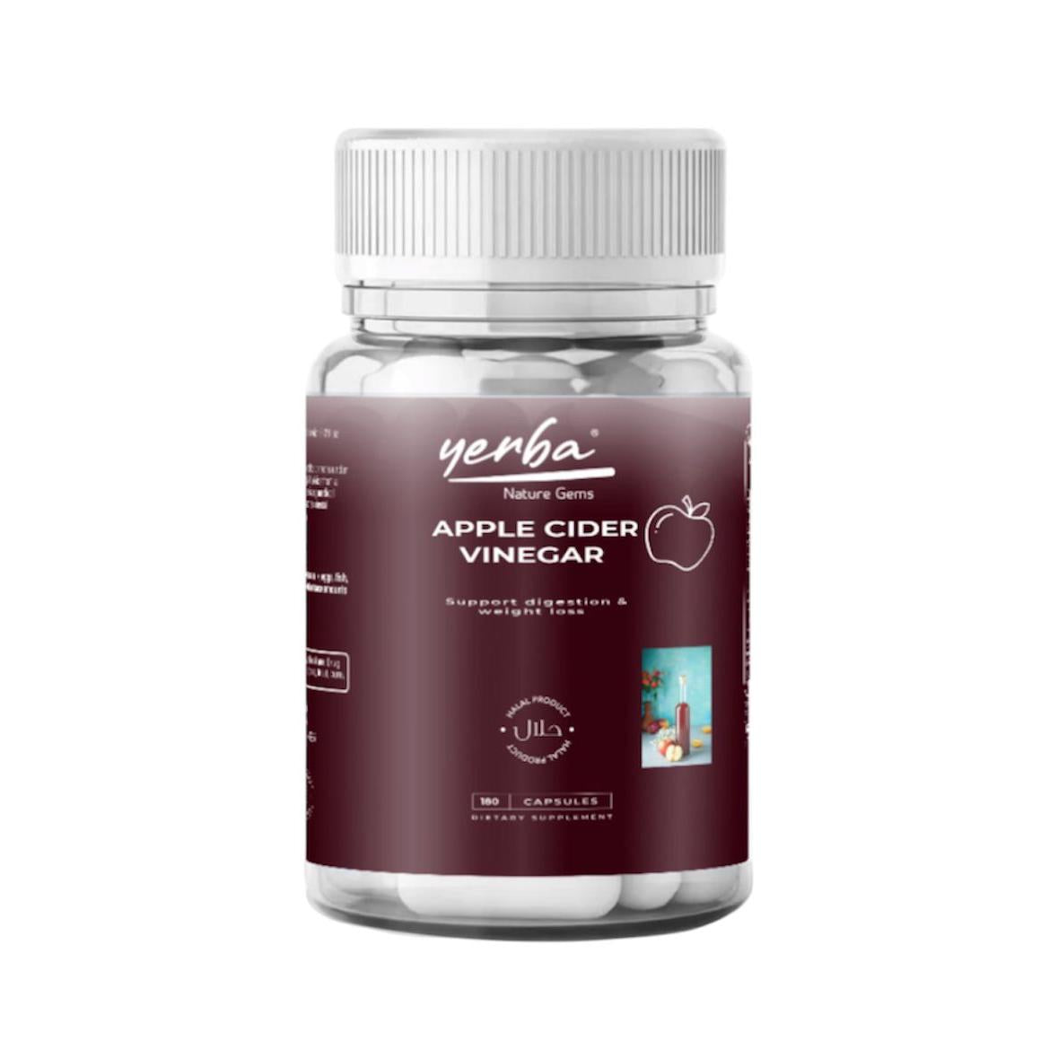 Yerba Apple Cider Vinegar Support Digestion & Weight Loss Halal Product 180 Capsules