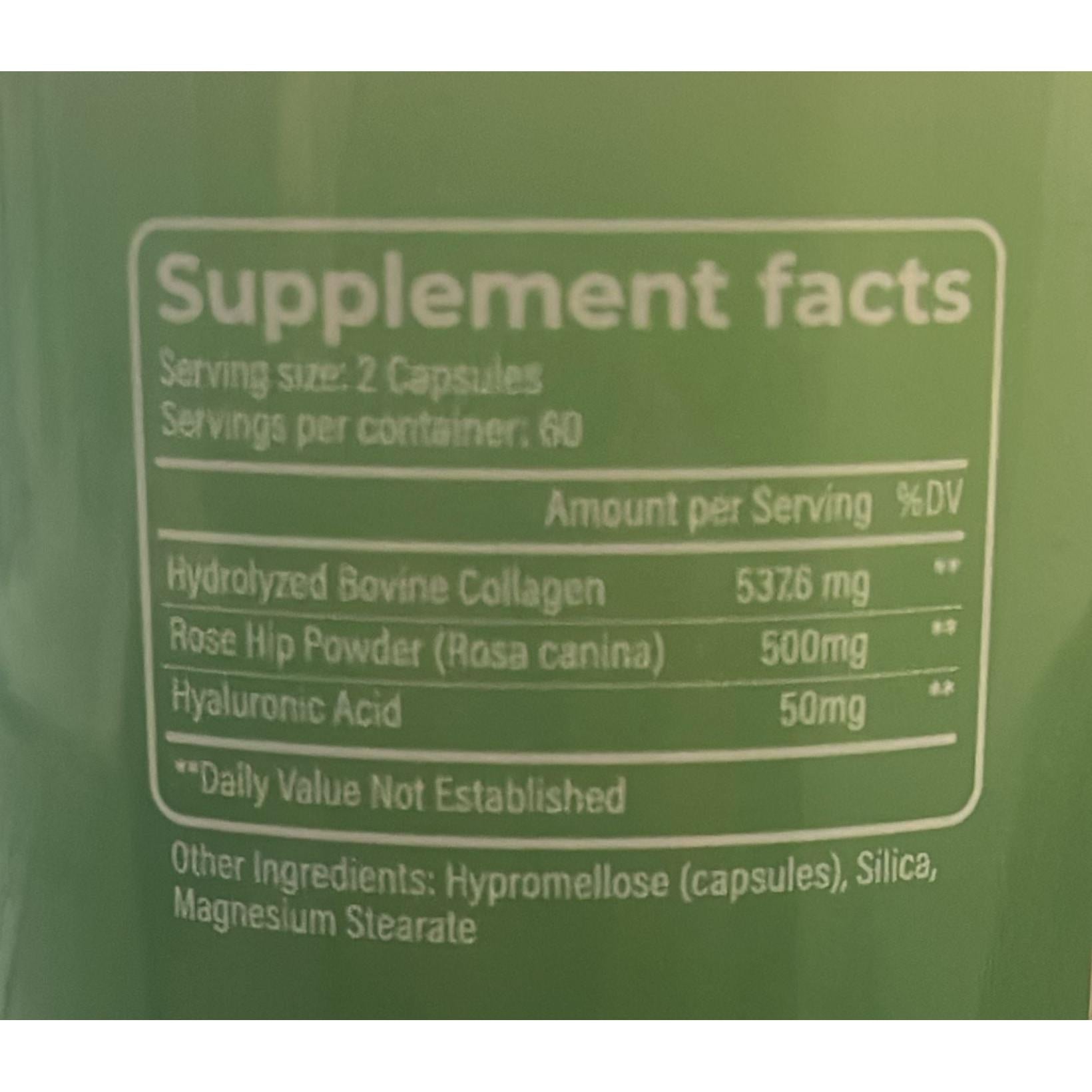 Yerba Hydrolized Bovine collagen Multi Collagen Comples with Hyaluronic Acid & Vitamin C 120 Capsules Halal Product