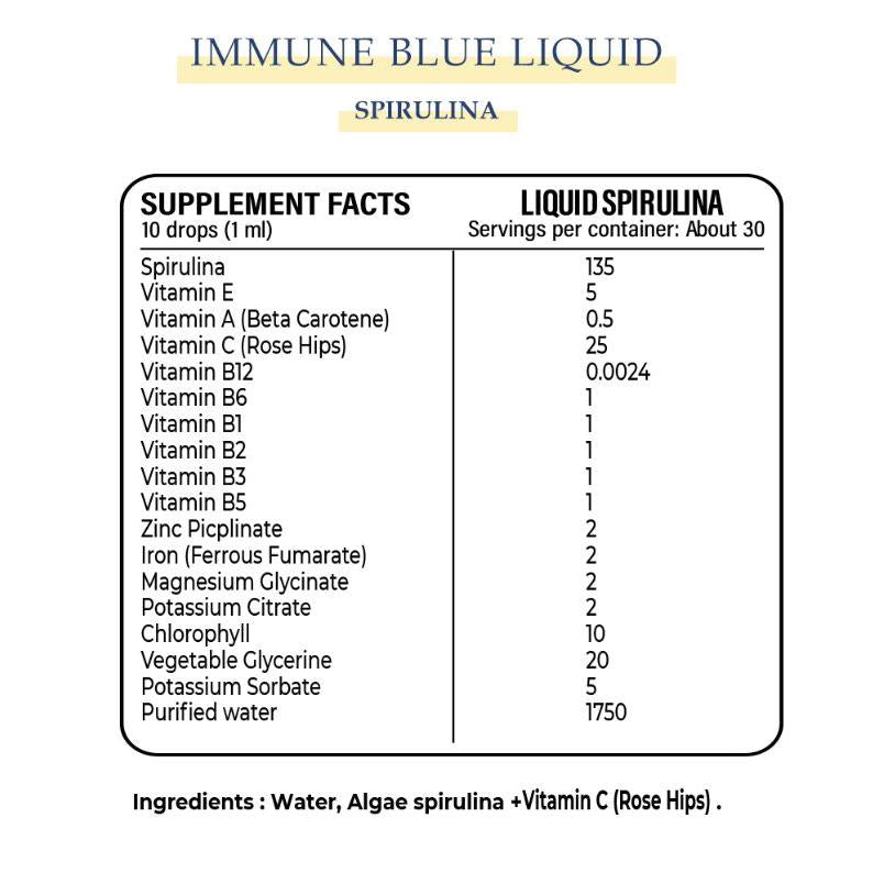 Yerba Immuno Blue Liquid Spirulina with Vitamin C Complex 30ML