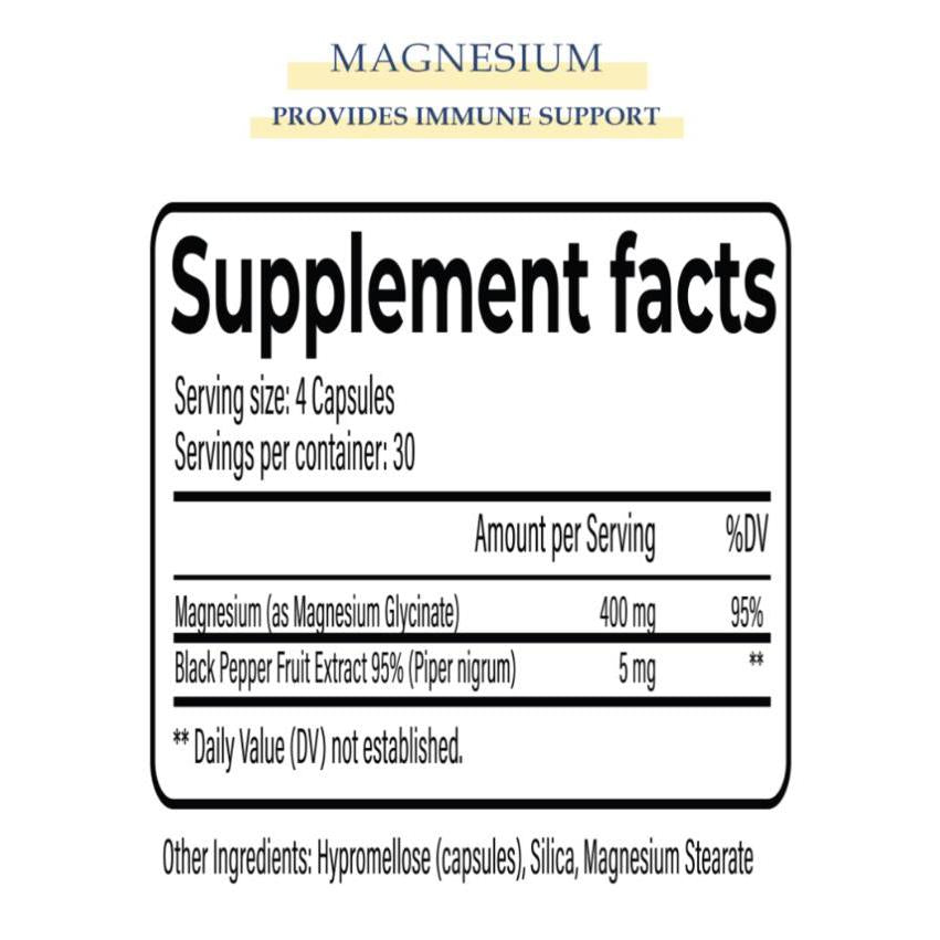 Yerba Magnesium Glycinate 400mg Halal Product 120 Capsules