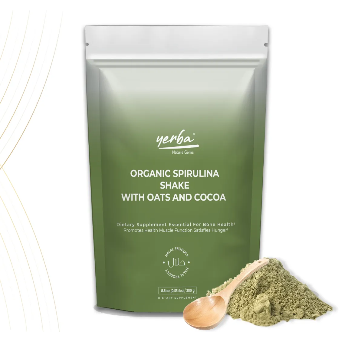 Yerba Organic Spirulina Shake with Oats And Cocoa Halal Product 300g