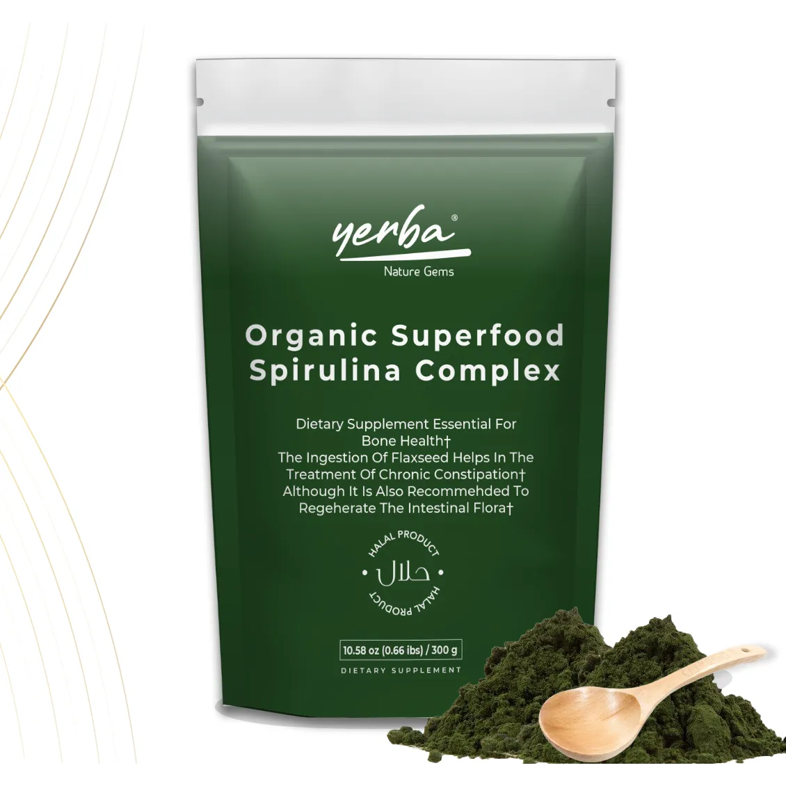Yerba Organic Superfood Spirulina Complex Halal Product 300g
