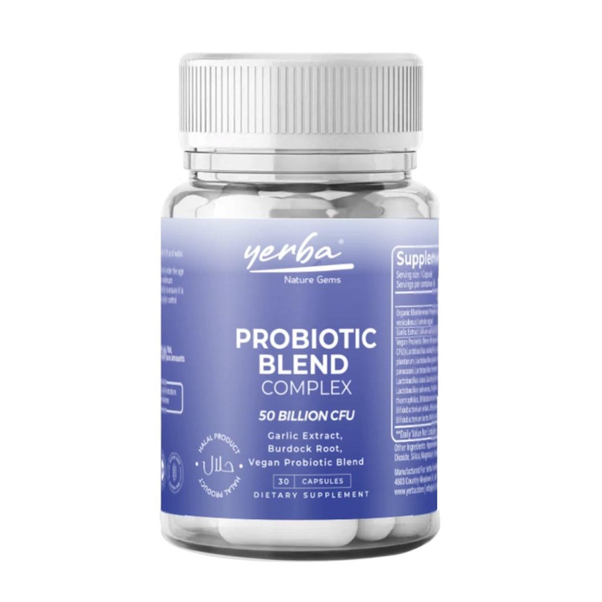 Yerba Pro-Biotic Blend Complex 50 Billion CFU 30 Capsules Vegan Halal Product