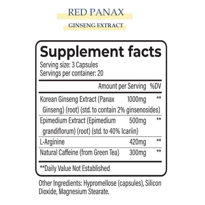 Yerba Red Panax Korean Ginseng Extract Halal Product 60 Capsules