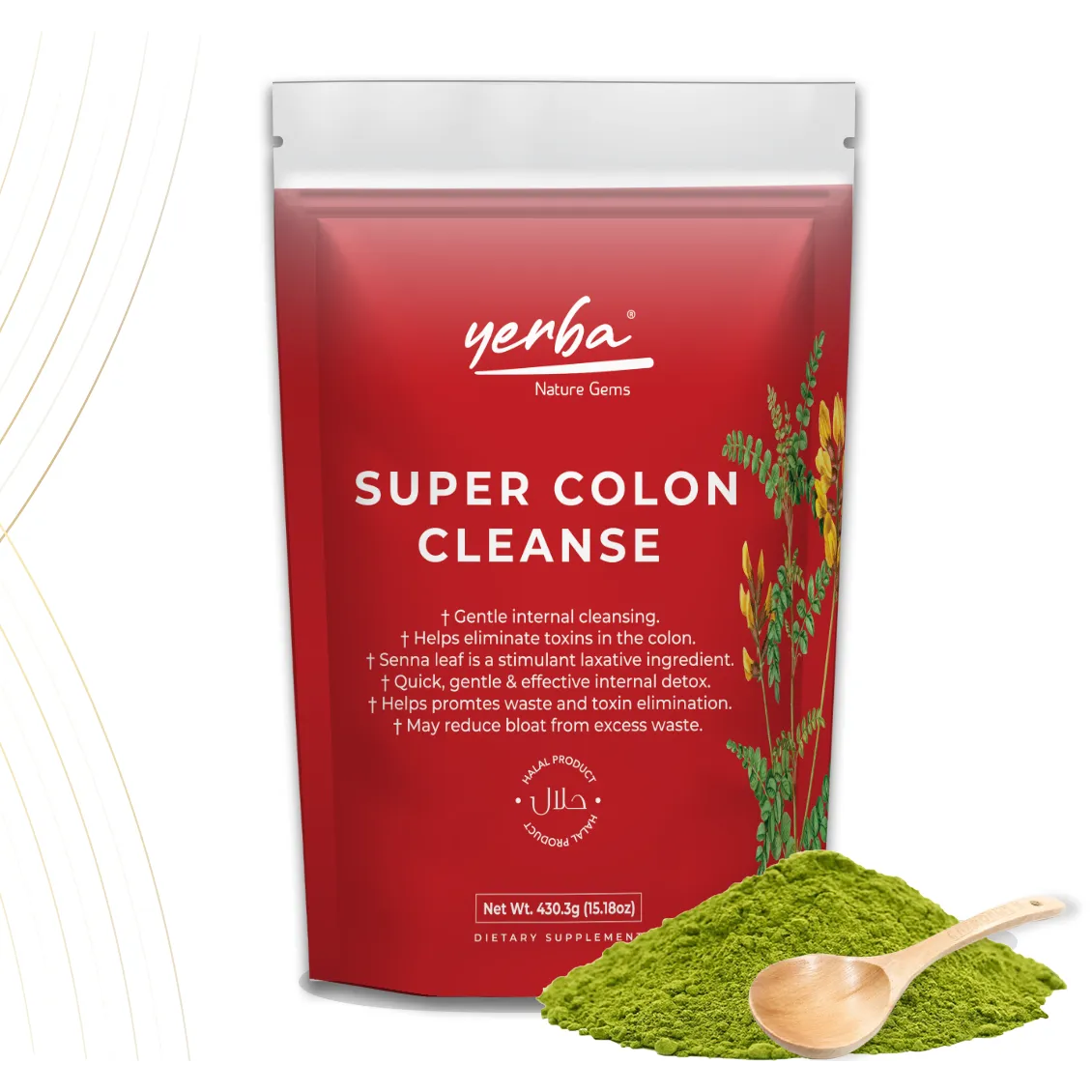 Yerba Super Colon Clearance with Psyllium Husk, Flaxseed and Senna Leaf Extract 430.3g