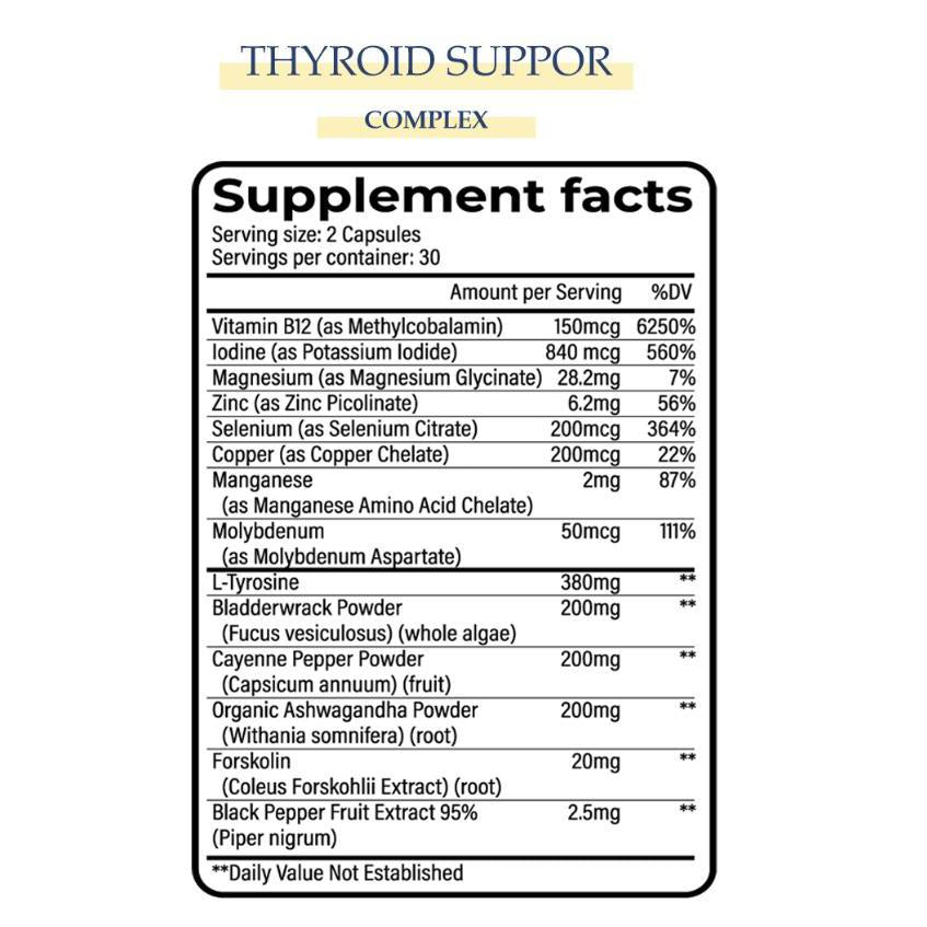 Yerba Thyroid Support Complex With Iodine, Selenium, L-tyrosine, Ashwagandha & Zinc 60 Capsules Halal Product