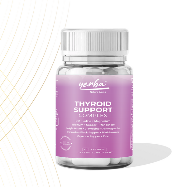 Yerba Thyroid Support Complex With Iodine, Selenium, L-tyrosine, Ashwagandha & Zinc 60 Capsules Halal Product