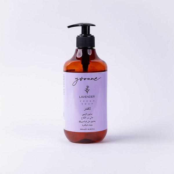 Yvonne Lavender Cream Soap, Lavender Scent, Salt Free, Contains Vitamin B5, Anti-Bacterial 500ml