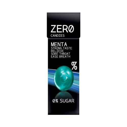 ZERO CANDIES MENTA STRONG TASTE RELIEVE SORE THROAT EASE BREATH 0% SUGAR 32g