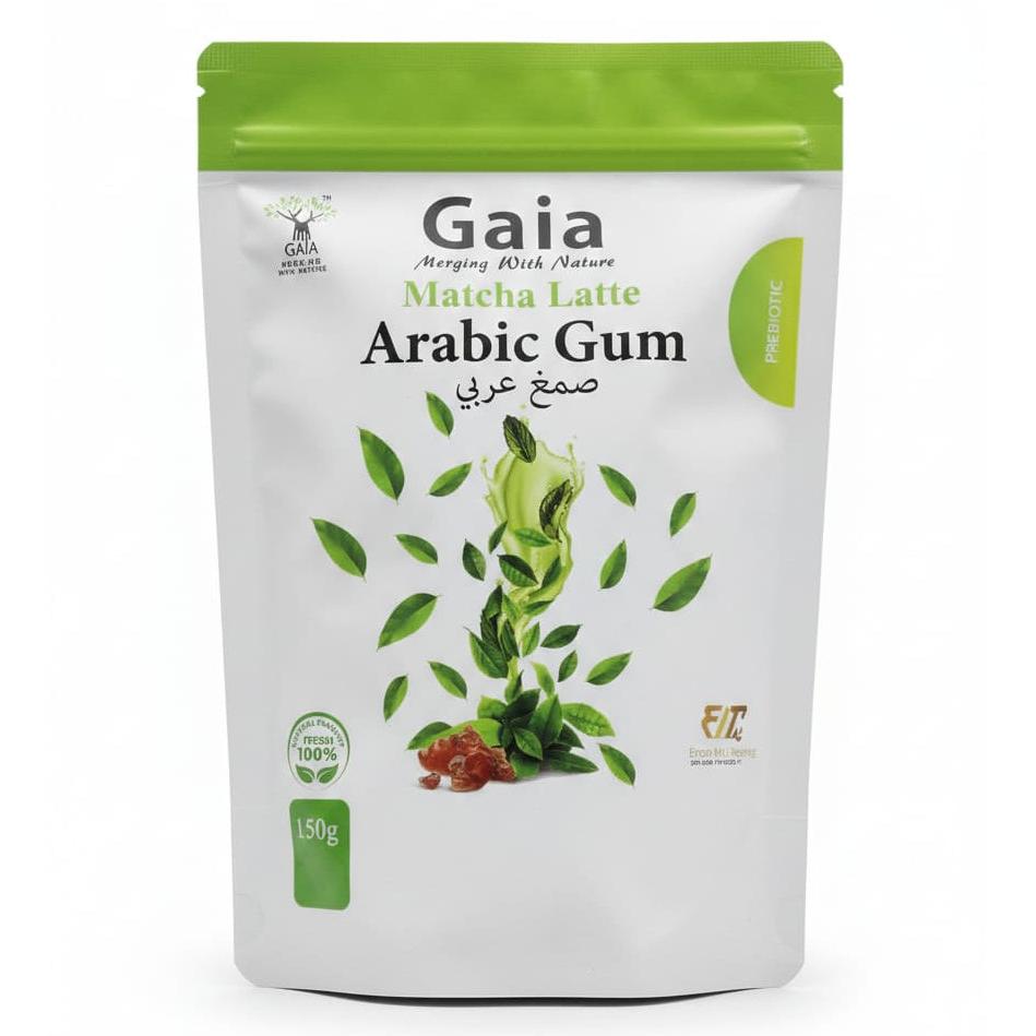 صمغ عربي مع الماتشا لاتيه | ألياف بريبيوتيك مع ماتشا غنية بمضادات الأكسدة 150جم