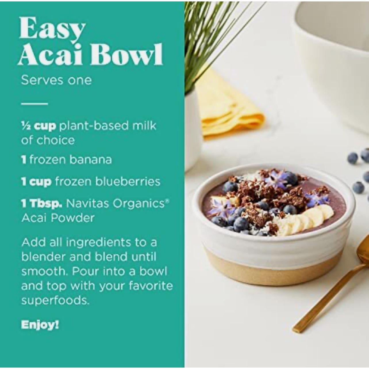 مسحوق توت الآساي العضوي من نافيتاس أورجانيكس، 227 غرام