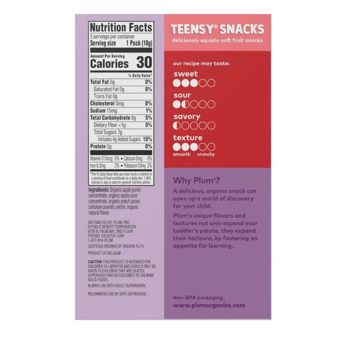 وجبات خفيفة من الفاكهة الناعمة بنكهة الخوخ للأطفال الصغار من بلوم أورجانيكس، 5 عبوات، 10 غرام
