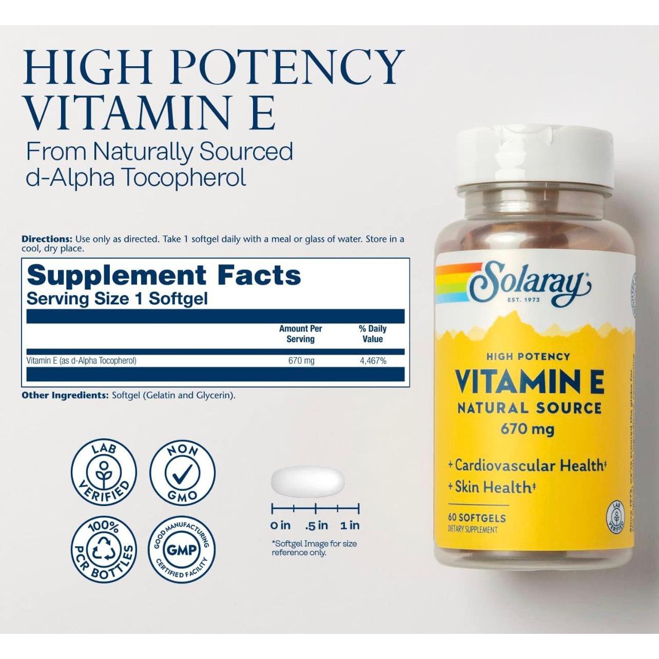 سولاراي فيتامين هـ 1000 وحدة دولية 670 مجم د ألفا توكوفيرول 60 كبسولة هلامية