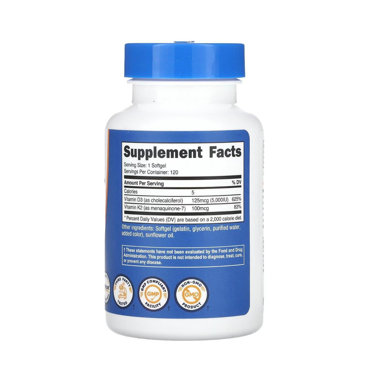 نوتريكوست فيتامين ك2 (MK7) مع فيتامين دال 3 (5000 وحدة دولية) 120 كبسولة هلامية