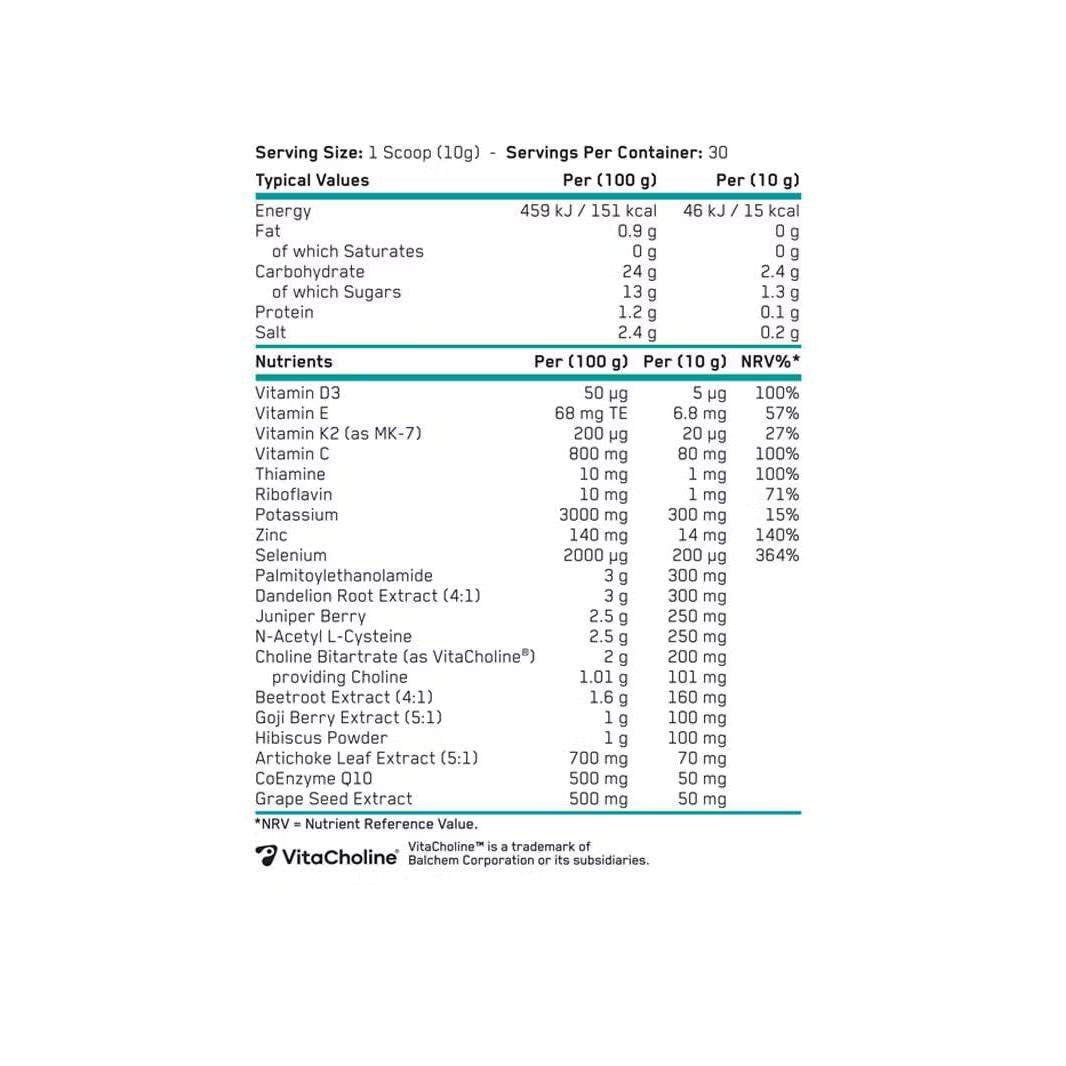 Applied Nutrition Organ Shield, Liver & Heart Health Antioxidant Support, Choline, CoQ10, Selenium & Botanicals Peach Flavour 300g