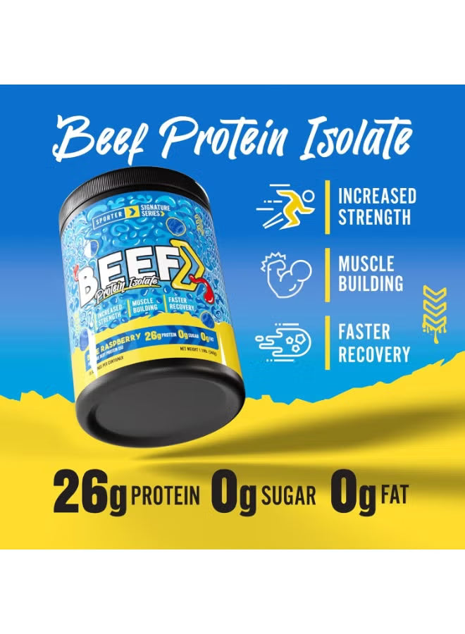 Sporter Beef Protein Isolate Blue Raspberry, Hydrolyzed Beef Protein Powder with Complete Amino Acid Profile & High Protein Content 540g
