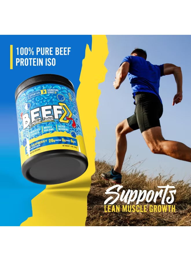 Sporter Beef Protein Isolate Blue Raspberry, Hydrolyzed Beef Protein Powder with Complete Amino Acid Profile & High Protein Content 540g