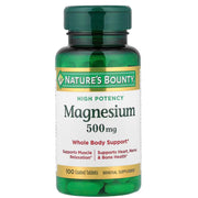 Nature's Bounty Magnesium Tablets, 500 mg, Mineral Supplement, Supports Bone and Muscle Health, Gluten Free, Vegan, 100 Tablets