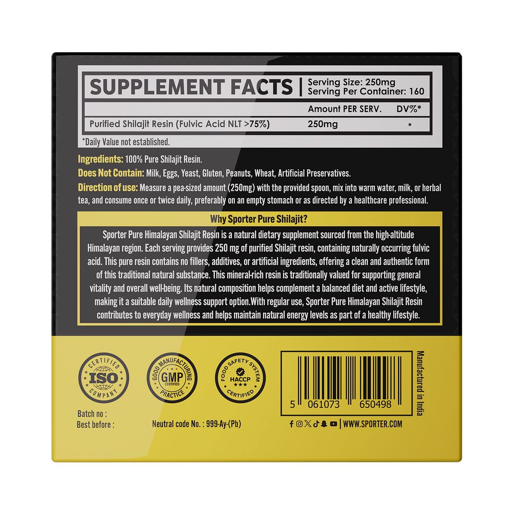 Sporter Pure Himalayan Shilajit Resin 40g