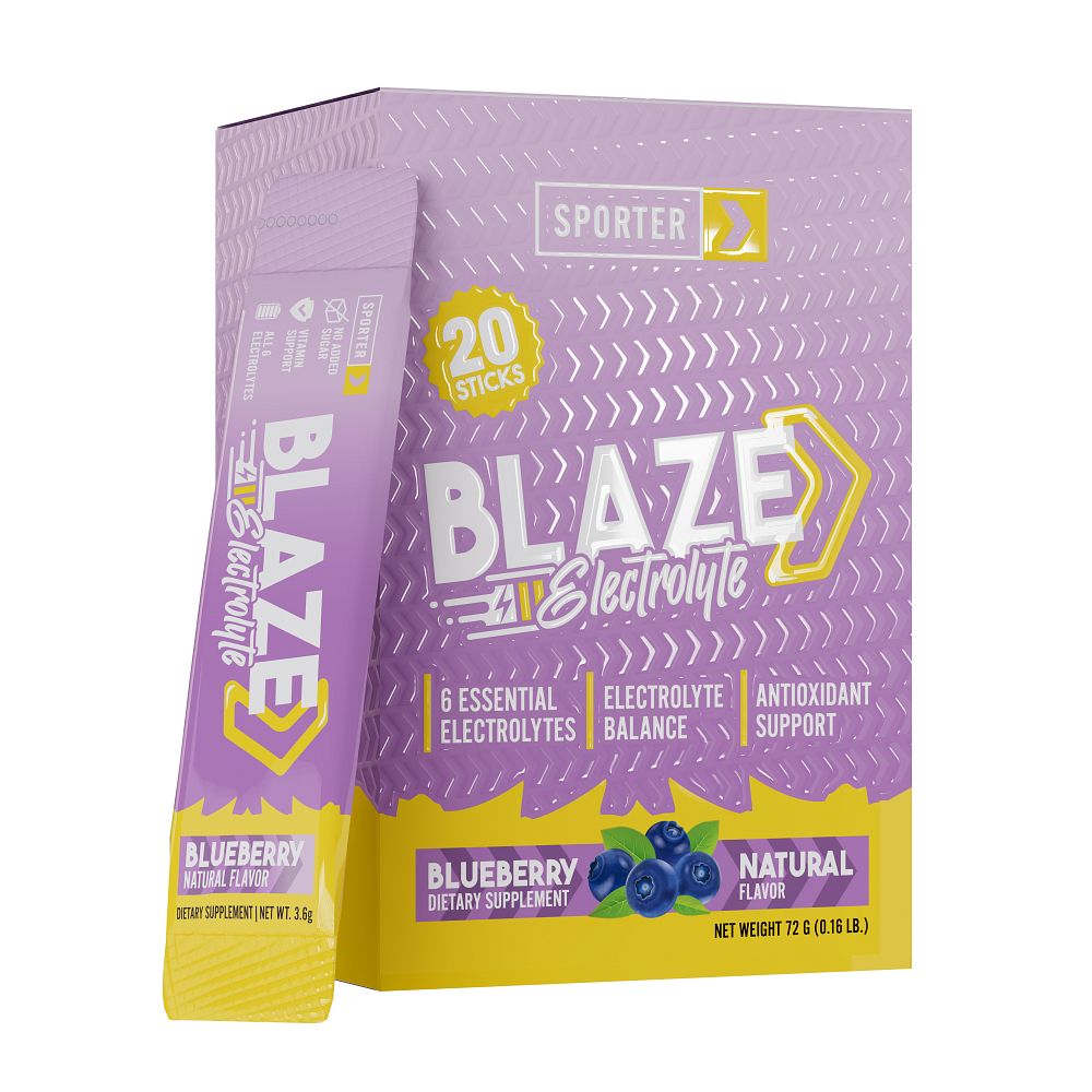 Sporter Blaze Electrolyte No Added Sugar Vegan Blueberry 20 Sticks