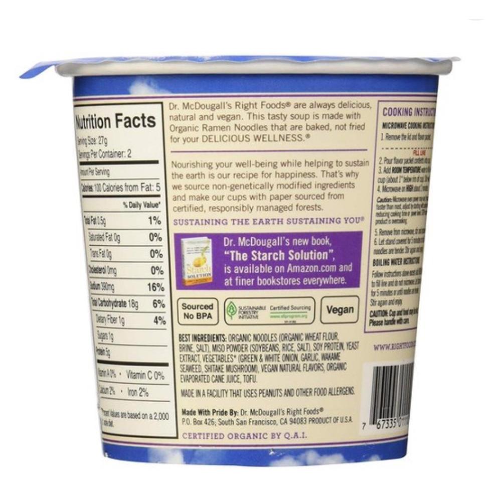 Dr. McDougall's Vegan Miso Ramen Noodle Soup 53g