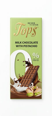 Tops 0% No Added Sugar Milk Chocolate with Pistachio - 50g