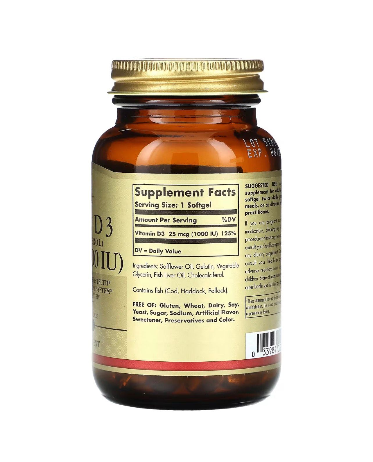 Solgar Vitamin D3 25mcg 1000 IU 100 softgels