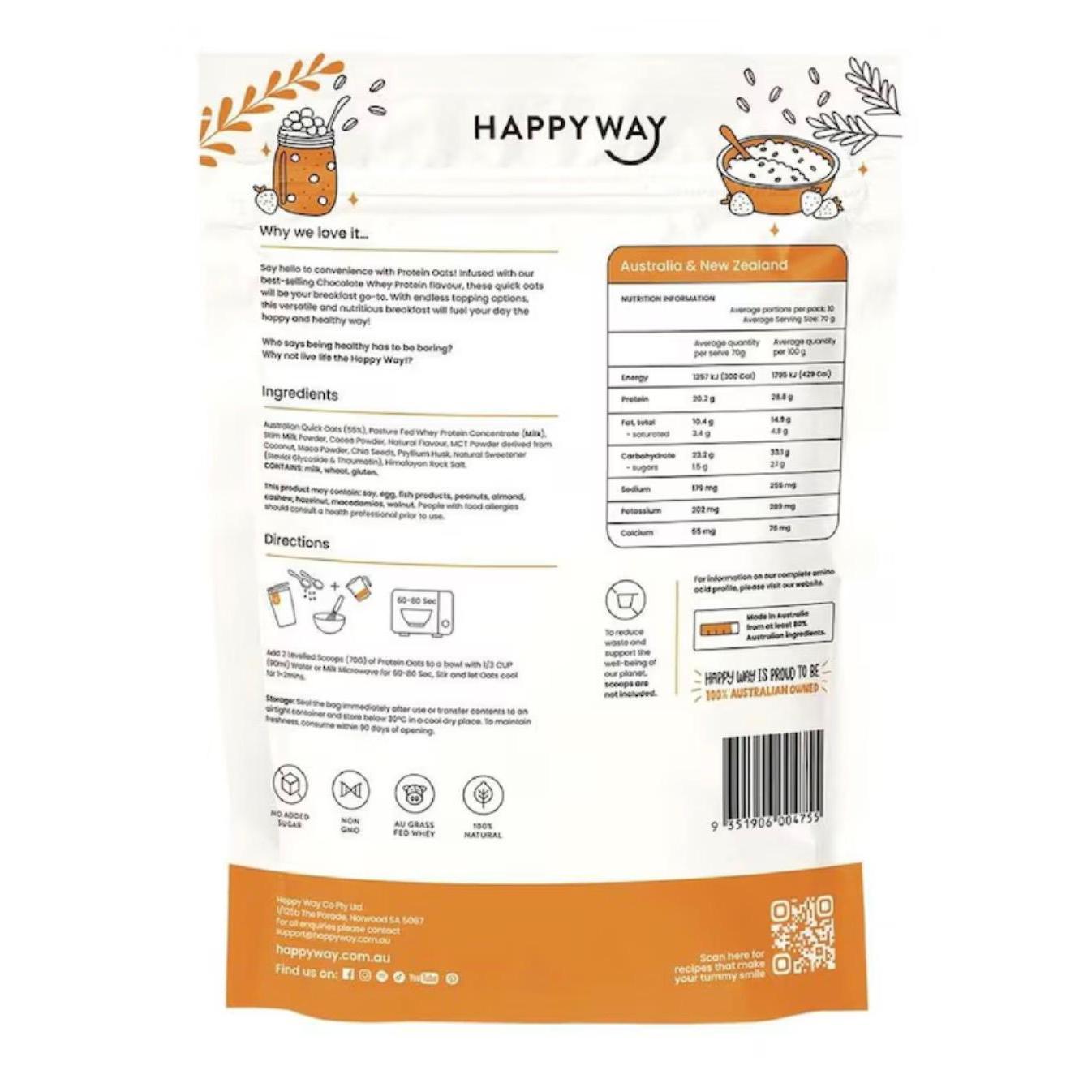 هابي واي شوفان سريع التحضير مع واي بروتين بالشوكولاتة 700غم