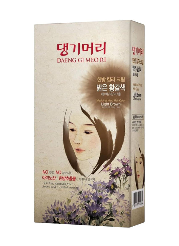 Daeng Gi Meo Ri – Korean Herbal Hair Dye Color Cream [Light Brown] - PPD-Free Gray Coverage, Hair Protection, High-Keratin Formula, 5 Oz