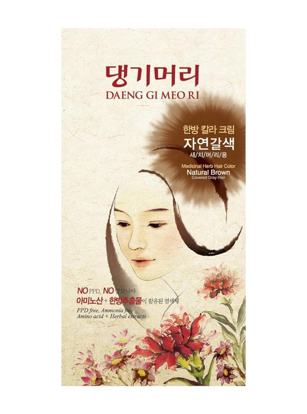 Daeng Gi Meo Ri – Korean Herbal Hair Dye Color Cream [Natural Brown] - PPD-Free Gray Coverage, Hair Protection, High-Keratin Formula, 5 Oz