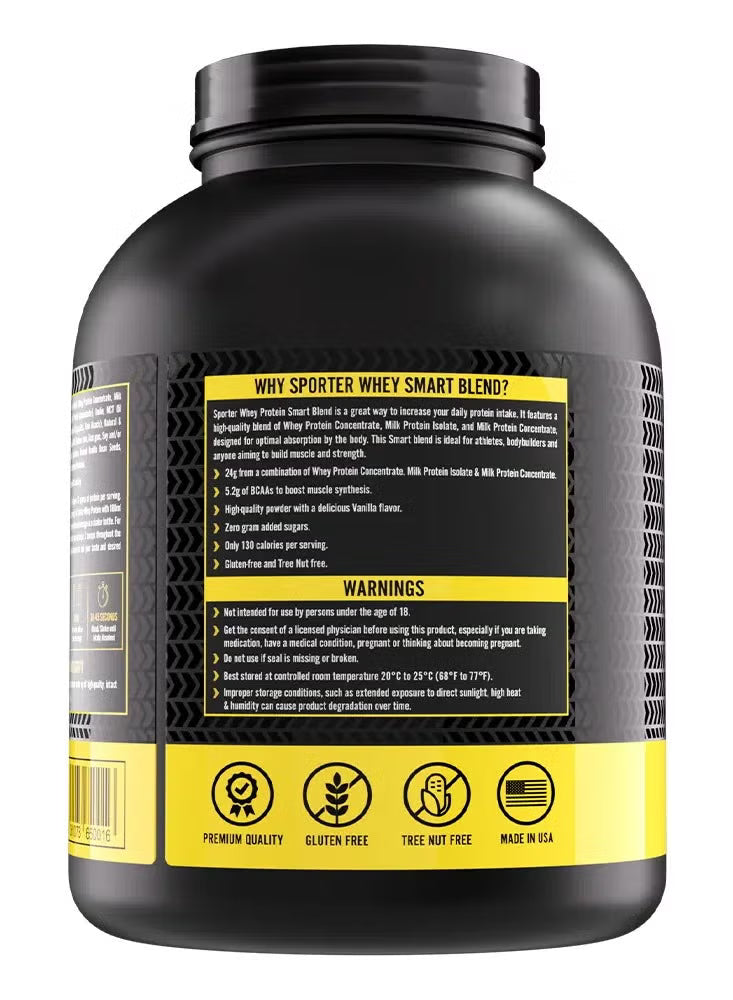 Sporter Whey Smart Blend Vanilla 24g Protein 5.2g BCAAs  1814g