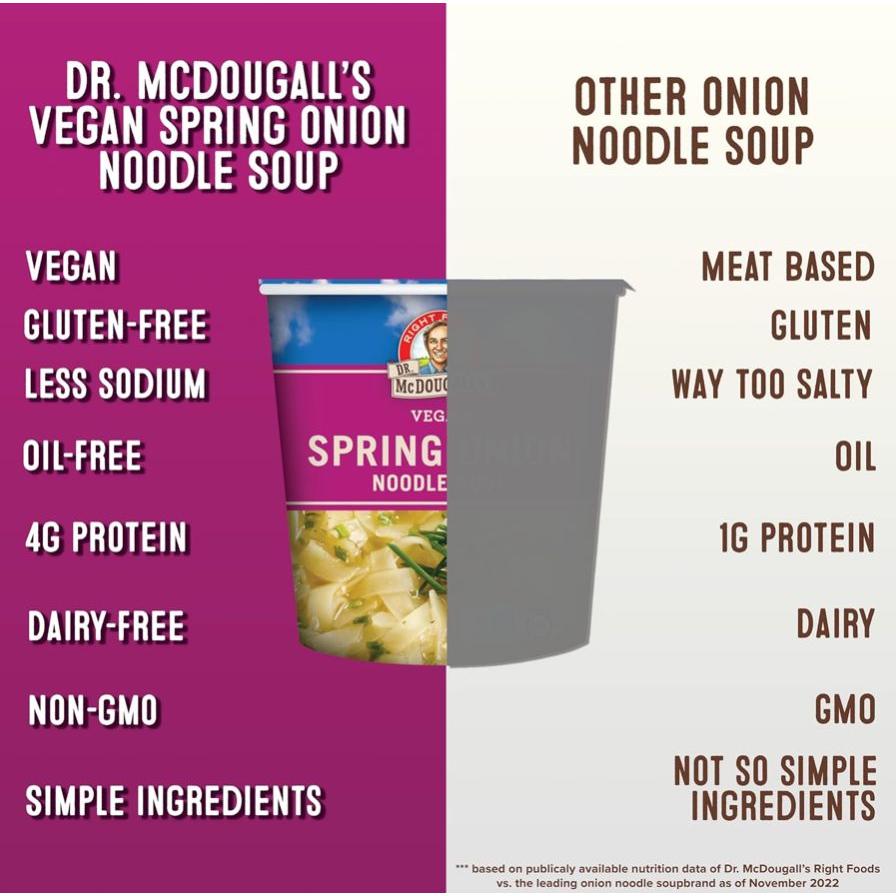 شوربة نودلز البصل الأخضر النباتية من دكتور ماكدوجال، كوب كبير ٥٣ غرام
