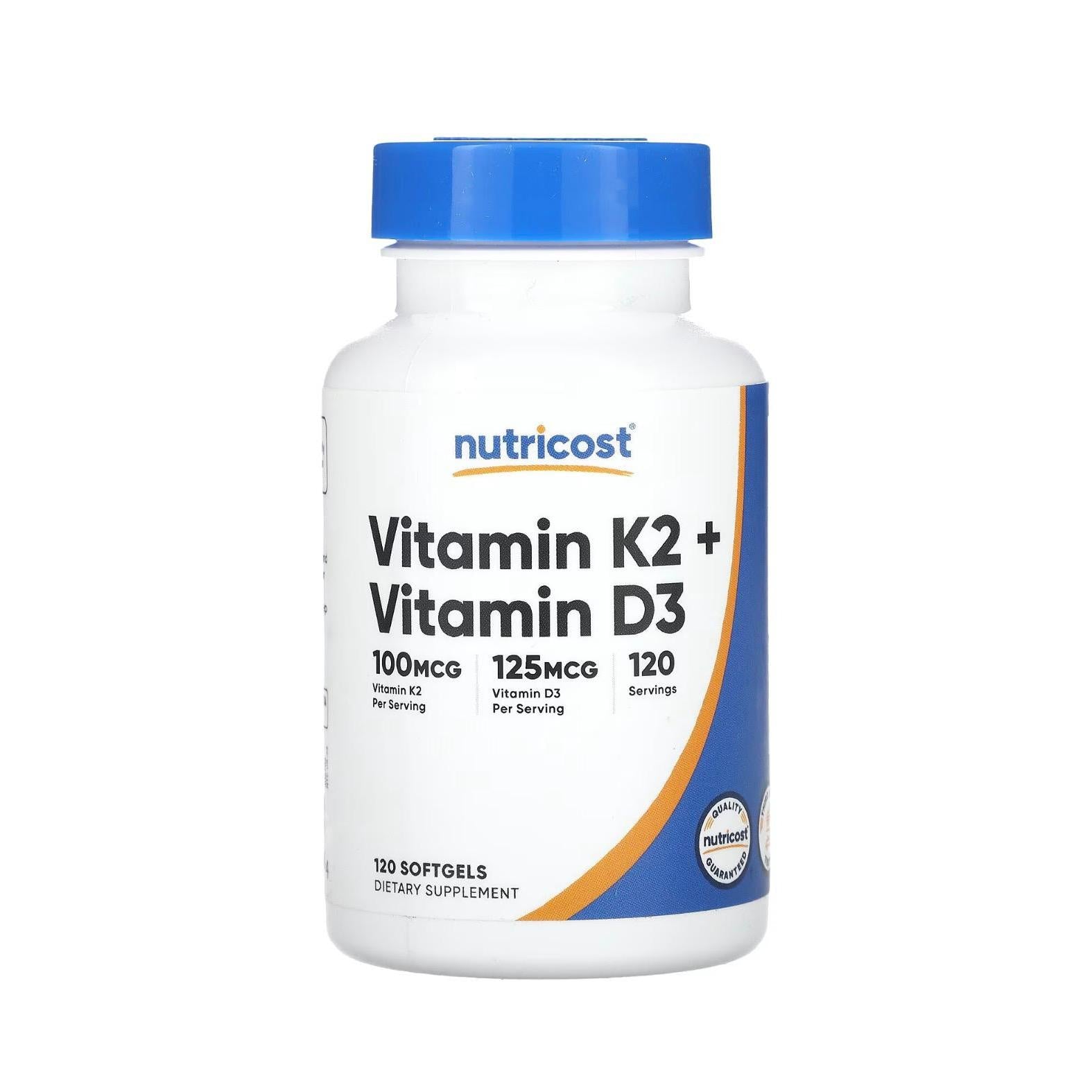Nutricost Vitamin K2 (MK7) With Vitamin D3 (5000 IU) 120 Softgels