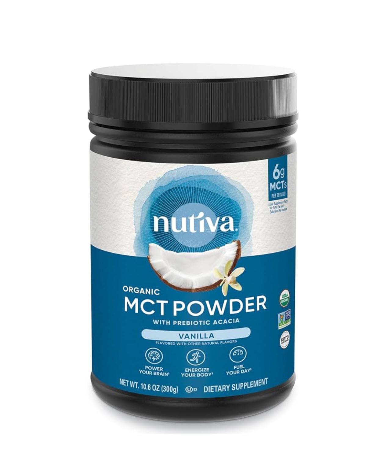 نوتيفا مسحوق زيت MCT العضوي بالفانيليا MCT 300 جرام
