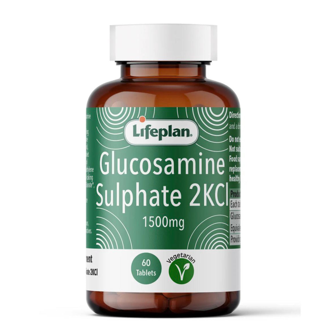 Lifeplan Glucosamine Sulphate 2KCl 1500mg 60 High Potency Vegetarian Tablets