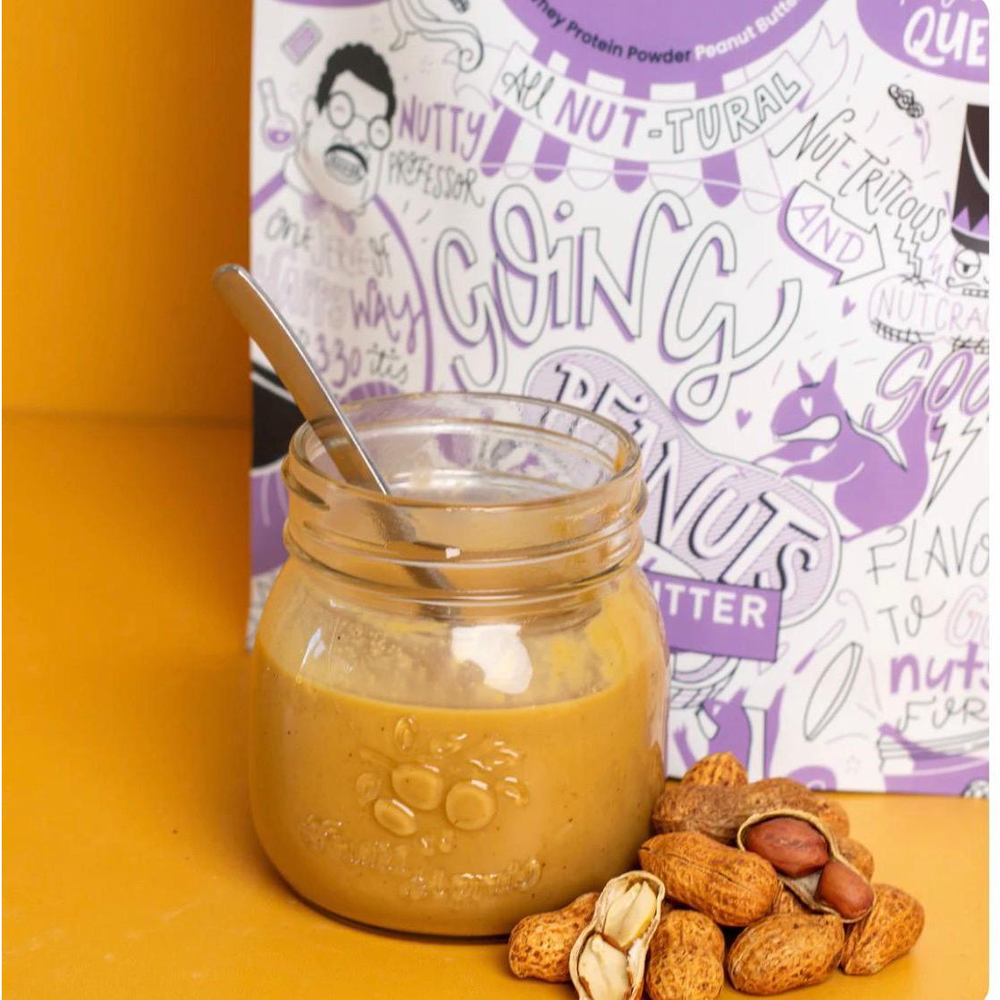 هابي واي مسحوق بروتين مصل اللبن العضوي الطبيعي بالكامل - بنكهة زبدة الفول السوداني 500غم