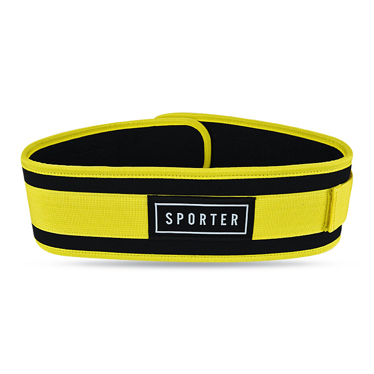 حزام رفع الأثقال من النايلون من سبورتر، أسود/أصفر، مقاس كبير