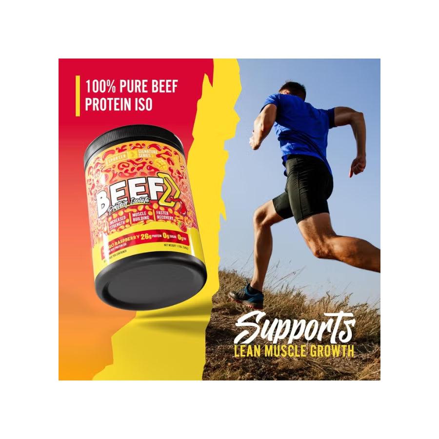 Sporter Beef Protein Isolate Raspberry Mango, Hydrolyzed Beef Protein Powder with Complete Amino Acid Profile & High Protein Content 540g