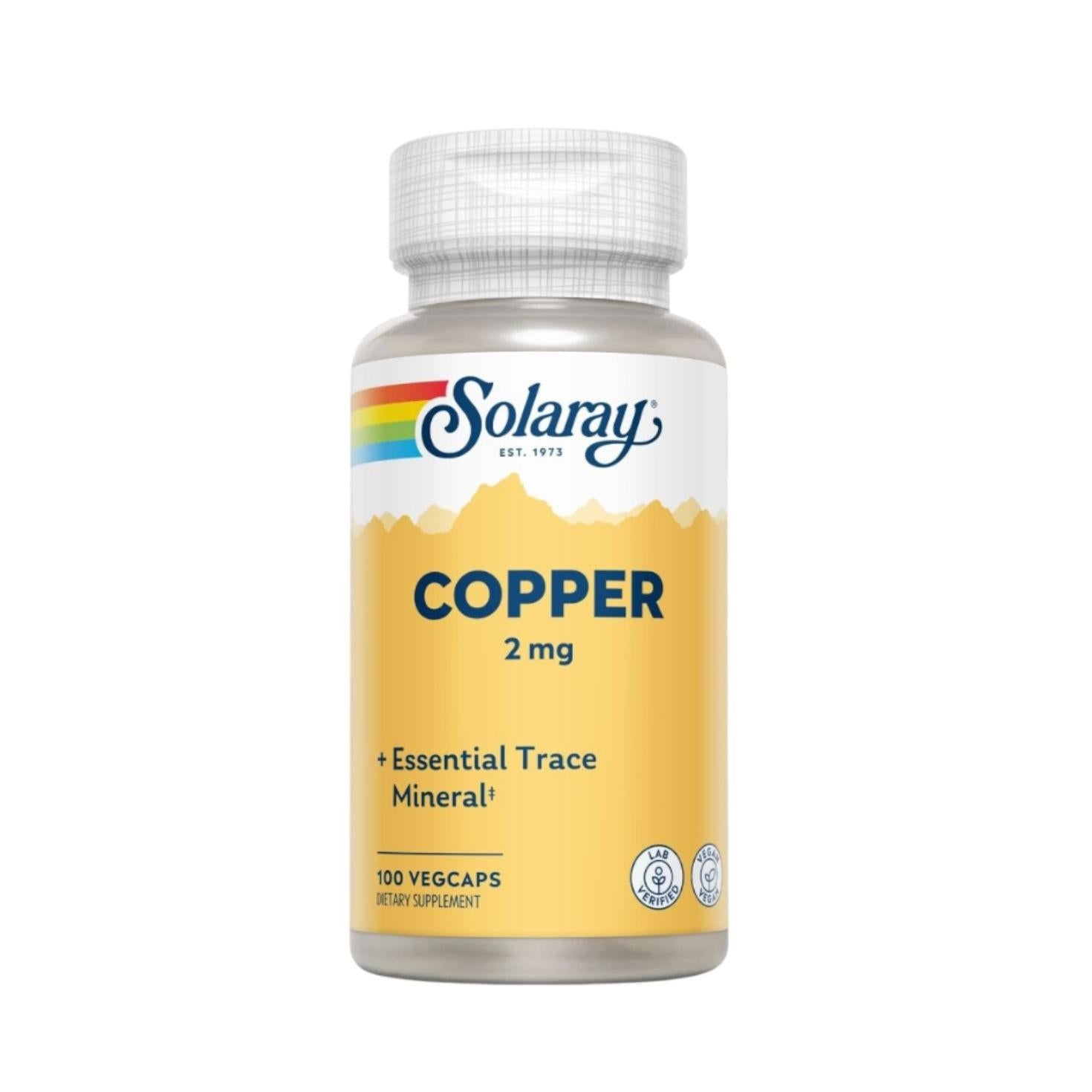 Solaray Copper 2mg 100 Vegetable Capsules