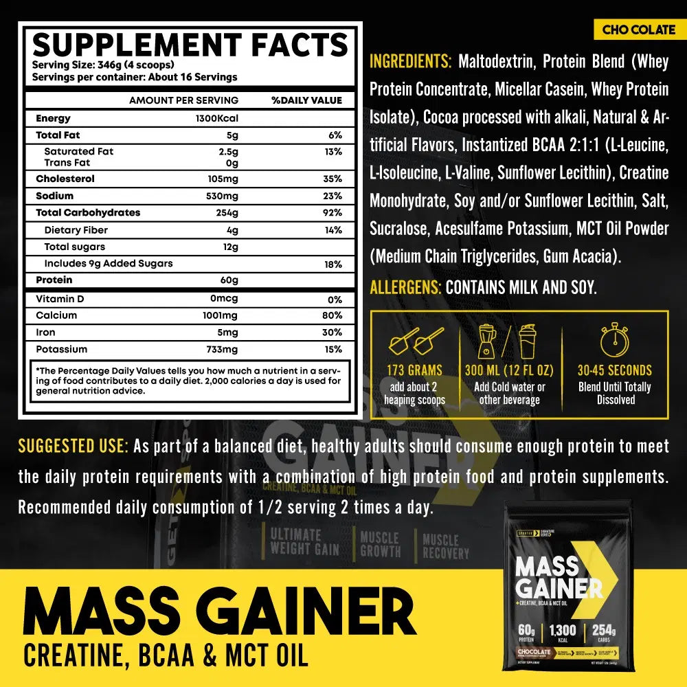 سبورتر مكمل غذائي عالي البروتين لزيادة الكتلة العضلية مع الكرياتين و BCAA وزيت MCT بنكهة الشوكولاتة، 5443 جم