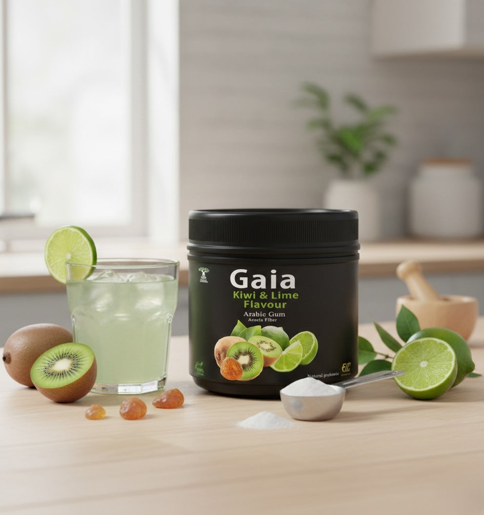 Gaia Gum Arabic Powder Acacia Fiber - Kiwi & Lime Flavor (150g)