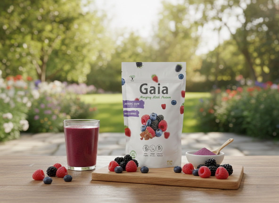صمغ عربي من Gaia بنكهة التوت المشكّل | مزيج بريبيوتيك للصحة والعافية