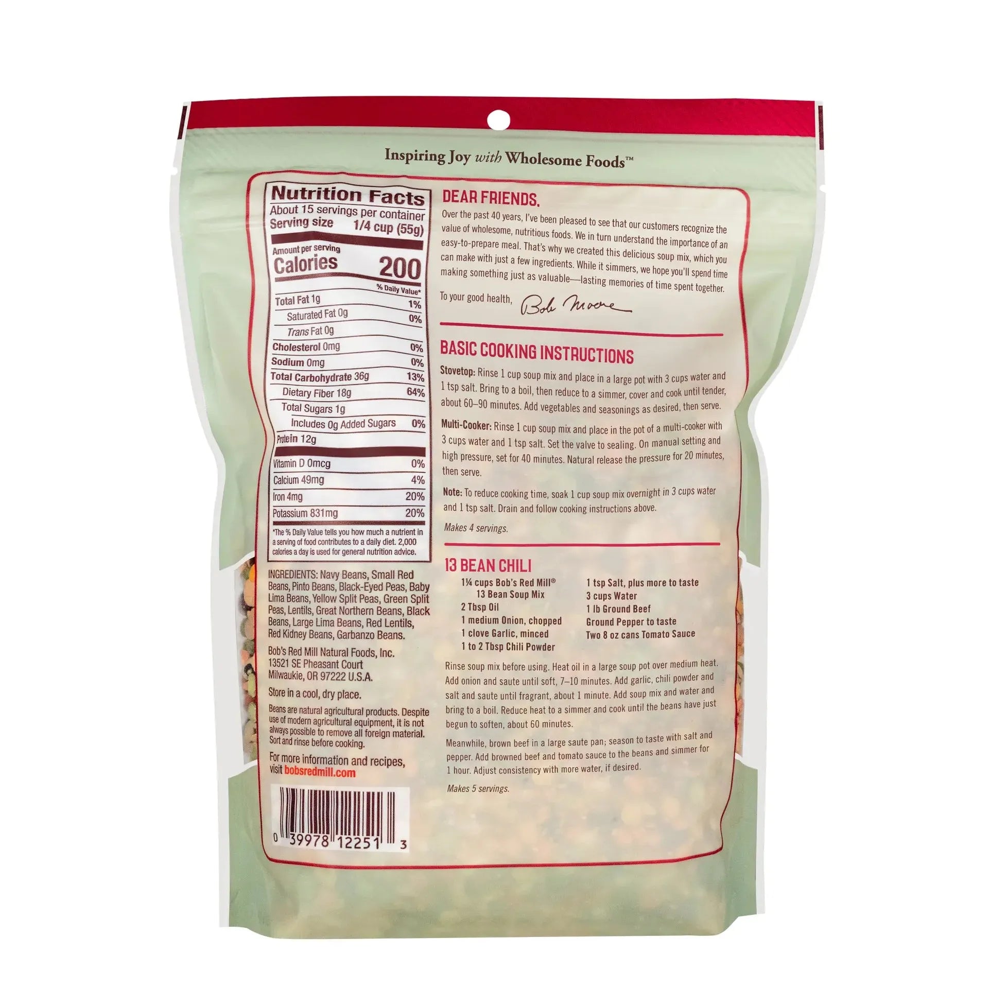 Bob's Red Mill 13 Bean Soup Mix 822g