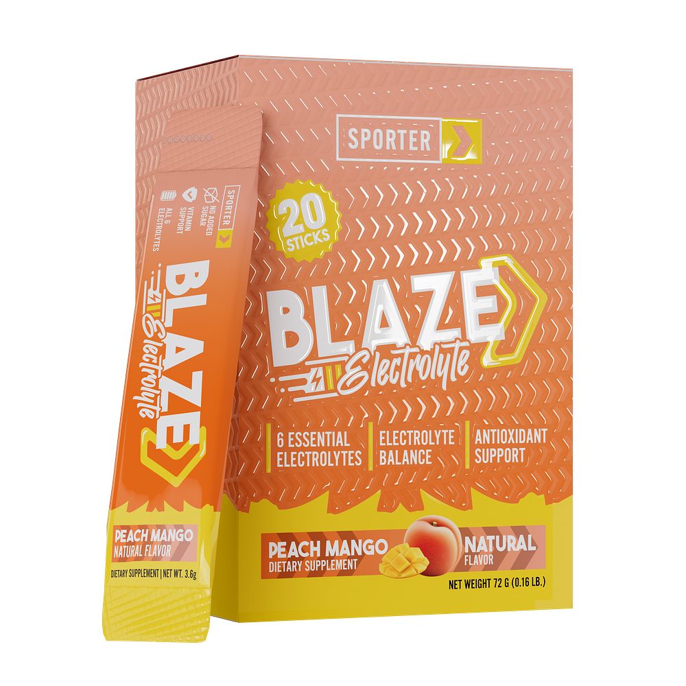 Sporter Blaze Electrolyte No Added Sugar Vegan Peach Mango 20 Sticks