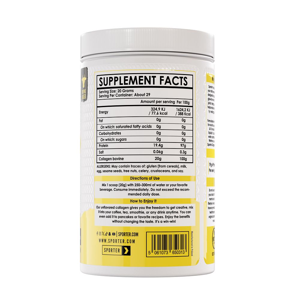 سبورتر كولاجين بقري من النوعين 1 و 3 حلال معتمد بدون نكهة 560غم