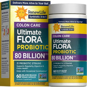 Renew Life Ultimate Flora Probiotic Colon Care 80 Billion 12 Strains 60 vegetable capsules