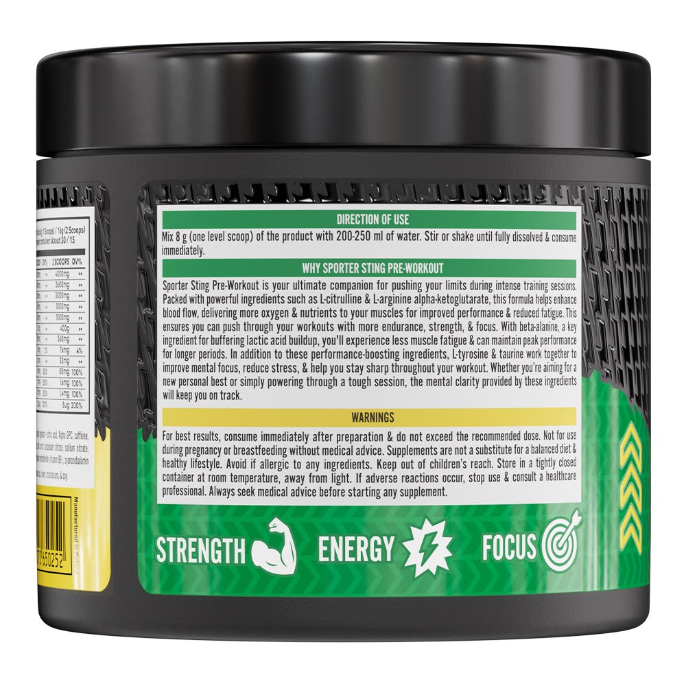 Sporter Sting Pre-Workout Watermelon Flavor 30 Servings